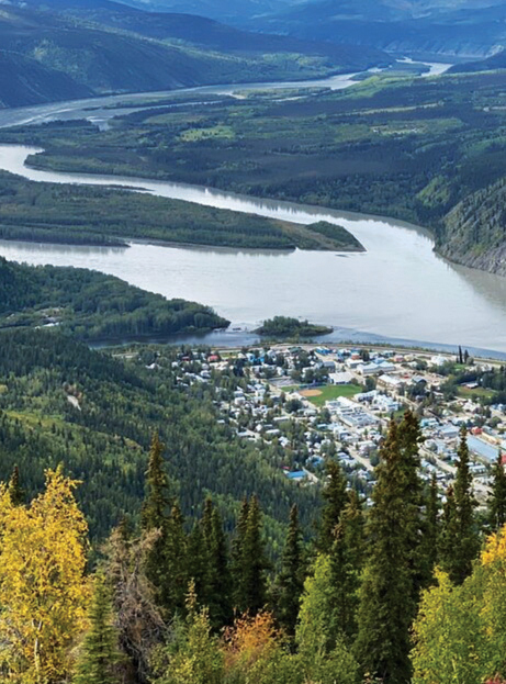 Dawson City and the confluence of the Klondike and Yukon Rivers.