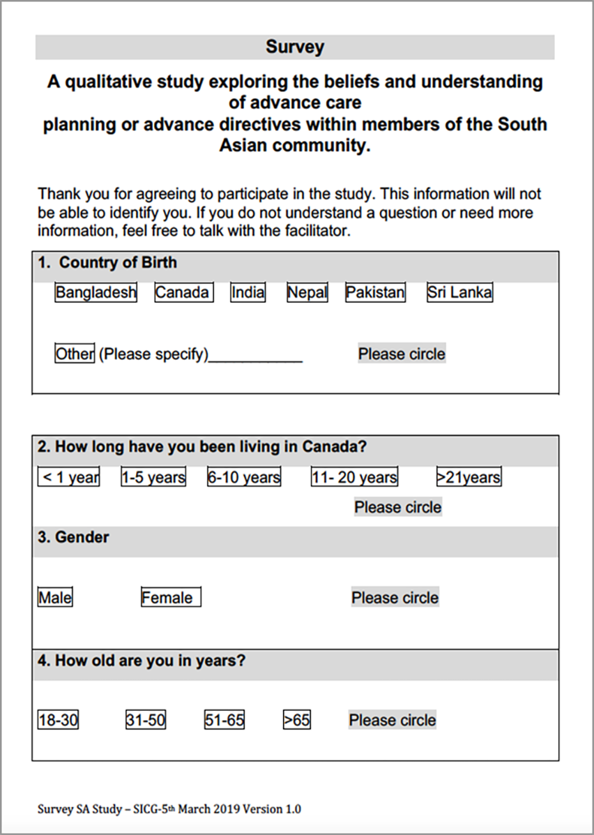 FIGURE S1. The survey used for this qualitative study.