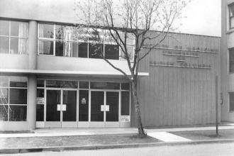 UBC Faculty of Medicine building (Vancouver General Hospital) entrance, 1958.
