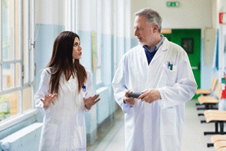 Two doctors debate an issue