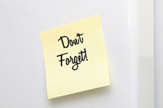 A Post-it note that says "Don't forget!"