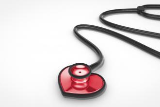 A stethoscope in the shape of a heart