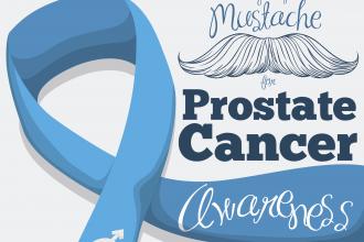 Hand Drawn Mustache with Blue Ribbon for Prostate Cancer Campaign