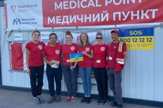 UBC's Dr Hubert Chao (second from left) and Dr Luba Butska (third from right) with the Canadian Medical Assistance Team deployed to Poland and Ukraine in May 2022