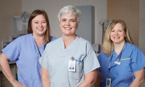Dr Ross is a member of the Primary Care Obstetrical Group at Royal Columbian and loves working with skilled obstetrical nurses like Cheryl Britton (left) and Claudia Kraemer (right).