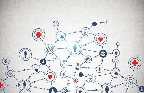 A network of health care–related icons