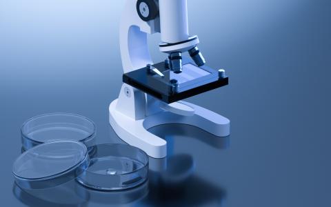 Petri dishes and a microscope