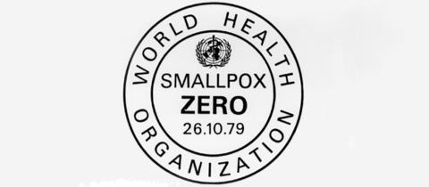 A circle with the words "World Health Organization Smallpox Zero 26.10.79"