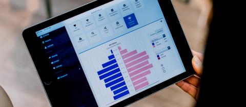 A tablet with medical data.