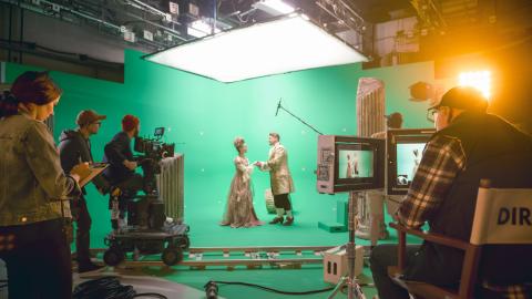 Behind the scenes, making a movie