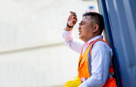 Factory worker in hot weather