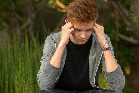 Sad teenage boy