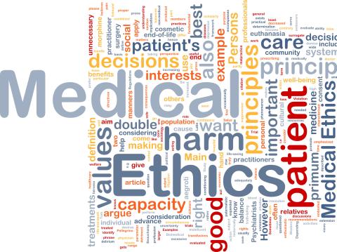 word cloud with emphasis on medical ethics