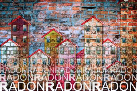 Illustration of radon in dwellings