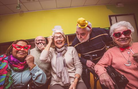 Seniors socializing at a party 