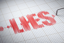 The word "lies" in large red type