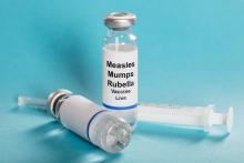 A vial with MMR vaccine