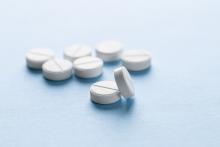 Prednisone pills on a table or counter