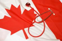 Canadian flag with a stethoscope