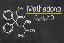 Blackboard with the chemical formula of Methadone