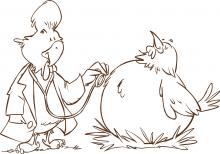 Illustration of a rooster doctor inspection a hen patient with a stethoscope