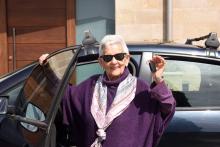Senior woman with keys of the car