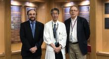 Drs Simon Rabkin, Eric Yoshida, and Stephen Nantel inside the VCH Hall of Honour.